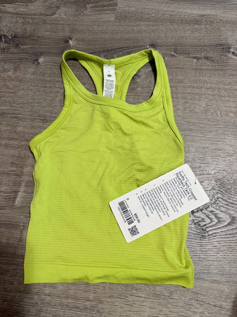 Women’s Swiftly Tech Cropped Racerback Tank 2.0 - Lime Green Size 0